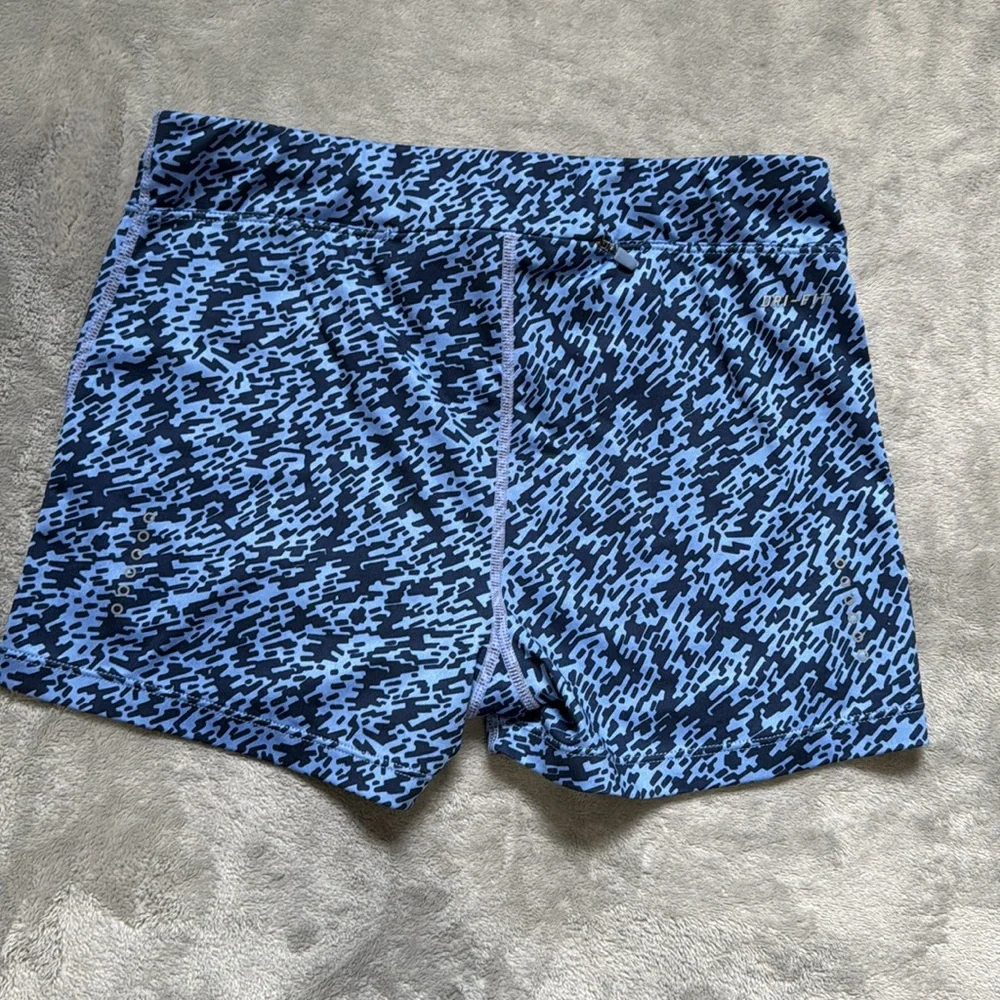 Nike Blue and Black Patterned Dri-Fit Shorts